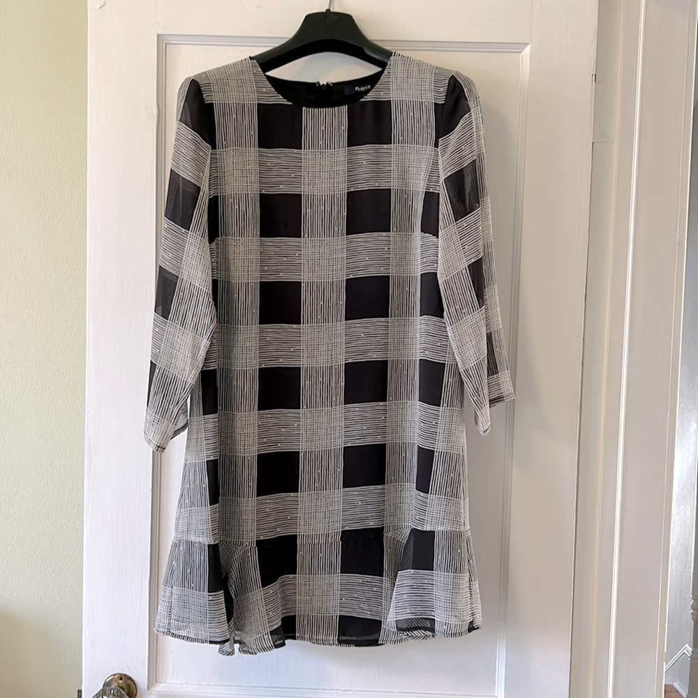 Madewell Inkcheck Silk Ruffle Hem Dress